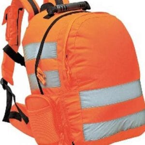 High visibility back packs Available in orange or yellow, these handy bags don't obscure the wearers HVV clothing when on the back.