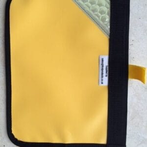 Handy Pouch Made from tough, FR tarpaulin in a colour of your choosing, the handy pouch is a must have to keep small equipment together ready for when its needed. This particular example has been made to keep hearing defenders in, but it can be cut to size for your requirements. Day glow strips and bright puller tabs are useful features, wide Velcro closure means the contents can't escape. Spec your own pouch all we need are the dimensions and colour choice.