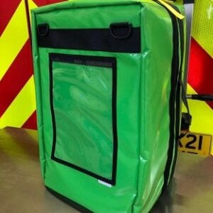 Made to order trauma care bag Smooth surface, wipe clean PVC tarpaulin materials used throughout for easy and comprehensive decontamination. One opening clam shell design, presents entire contents for easy access. Removable equipment sections/pouches, easy to individually decontaminate. Clear pouch lids to immediately view contents and check inventory. Zip puller tags for easy operation with gloves, tags are PVC material to easily decontaminate. Hide away shoulder straps, no snag hazard when not in use. Multi point carry handles. Clear fronted ID pocket for manuals and call sign. Sized and built to fit your inventory and stowage footprint. Multiple colours available.